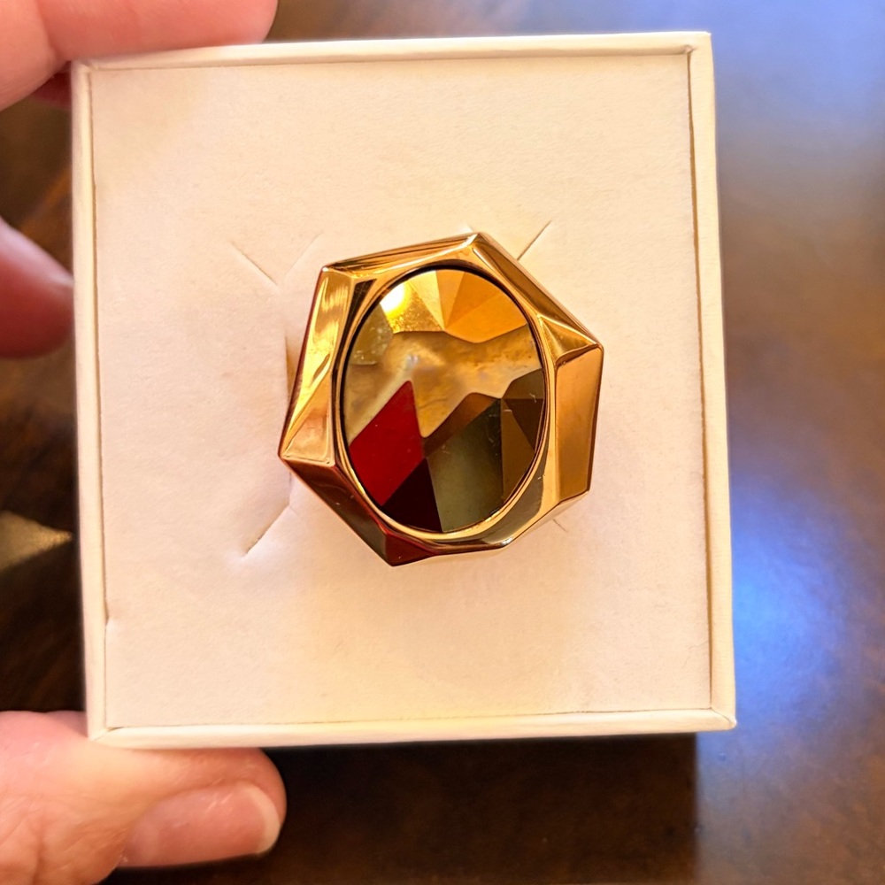 Atelier Swarovski Gold Ring with Faceted Crystal